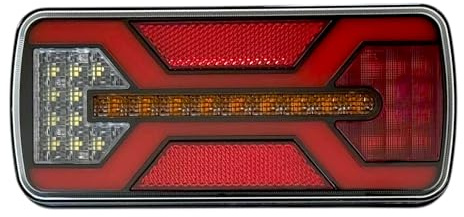 MelTruck 2 x neonLED-bakljus 5 funktioner E9 IP67 12 V/24 V med smart laddning för lastbilar, släpvagnar, traktor – bakljus med blinkersljus, bromsljus, bakljus, bakljus, dimbakljus
