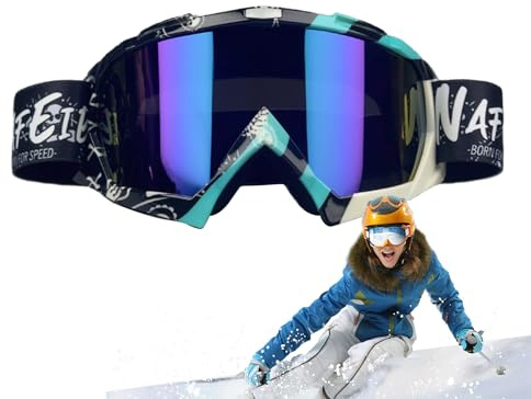 Skydd för snowboardglasögon – absorberande snöglasögon | Snowboardglasögon för ungdomar | Skidglasögon, barn skidor snowboardglasögon för flickor junior, tonåringar, män och kvinnor, Wide View Snow