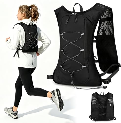 Löparväst med vattenflaska för män och kvinnor 5 l ultralätt löpning med reflekterande ventilerad cykelryggsäck vandring jogging maraton för utomhusaktiviteter löpning