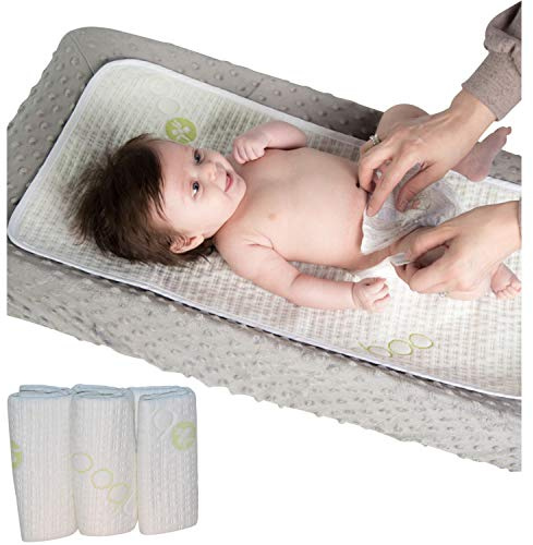 Bamboo Rayon Waterproof Rayon Changing Table Mat (3 Pack) - Reusable Diaper Changing Liners - Leak-Proof - Non Slip Table Top Changing Pad - 27 x 14 inches