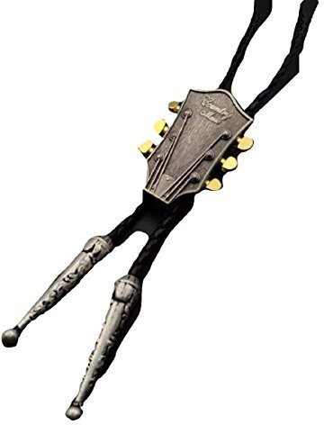 L&L® Vintage Guitar Western Cowboy Silver Gold PU Leather Necktie Bootlace Tie UK (Bronze)