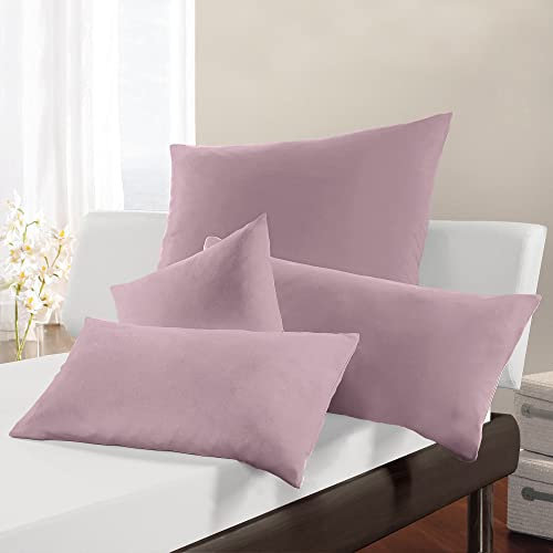 Erwin Müller Kissenbezug, Kissenhülle Interlock Mako-Jersey - Serie München - perfekte Passform, formstabil, bügelfrei, mit Reißverschluss - Mauve Größe 80x80 cm