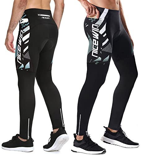 NICEWIN Radlerhose Fahrradhose Herren Lang mit Sitzpolster 4D Gepolsterte Radhose Atmungsaktiv Schnell Trocknend stoßfeste Elastisch Hosen,M,Grau