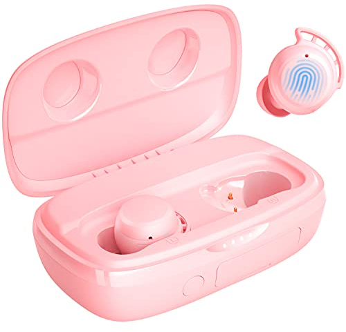 Tribit Bluetooth Kopfhörer, Kopfhörer Kabellos Bluetooth 5.2, Touch Control Kopfhörer mit Mikrofon ENC Rauschunterdrückung, IPX8 Wasserschutz, Arbeit Musikanrufe, Pink