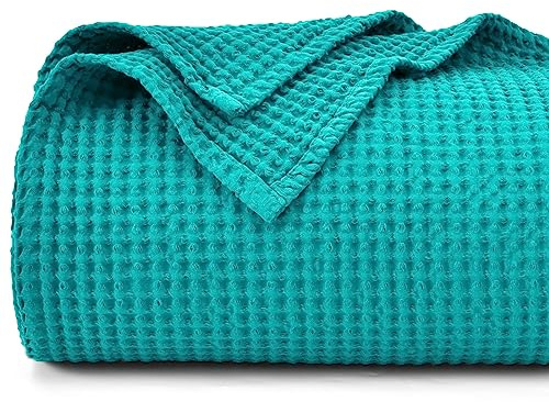 PHF Pre-Washed Cotton Waffle Weave Blanket Baby Size,Snag Proof Throw for Spring Summer,Lightweight Breathable 30x40,Oeko-TEX Certified for Bed,Machine Washable, Home Decor Gift,Teal