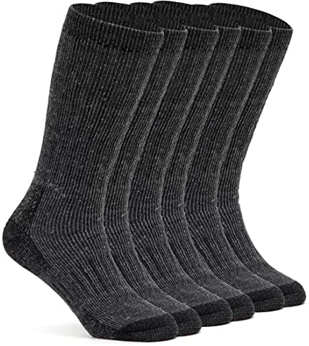 Alvada Mens Merino Wool Crew Socks Thermal and Warm Socks for Winter Work Hiking Running 3 Pairs ML
