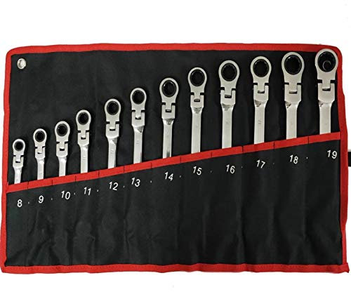 BOSUGE Spärrskiftnyckel, rachet set skiftnycklar krom vanadin stålskiftnyckel, bilreparationssats, nyckelset, verktygsset, spärrnyckel set, handverktygsset, bilskiftnyckel set, nyckelset (färg: 12 st)
