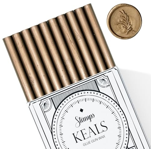 KEALS Pack de 10 Barras de Cera para Sellos de Lacre para Pistola de Pegamento - Cera Vintage para Invitaciones de Boda Tarjetas Cartas y Envoltorios, Color Bronce