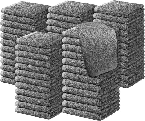 Diamond Tex Pack of 6, 12, 24, 36, 48, 96 Face Cloth 100% Egyptian Cotton Soft Flannels Set Quick Absorbent Washcloth 500-GSM Gym, Golf Hand Wash Towels 30x30cm (Charcoal Grey, 6)