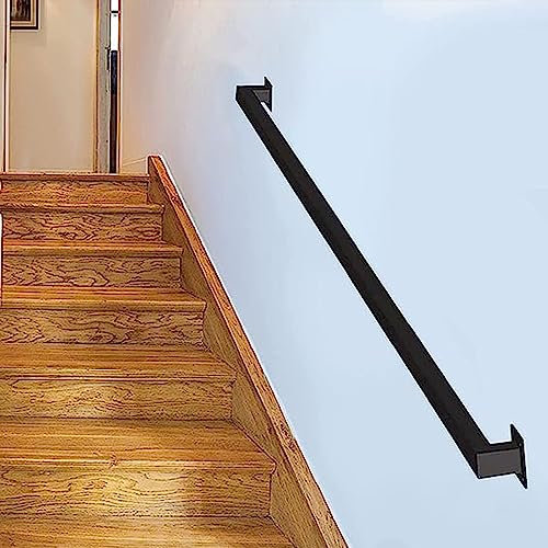 1 2 3 4 5 Pasamanos de escaleras de 6 metros, barandilla de barra agarre para interiores y exteriores Barra de soporte de pasillo antideslizante de seguridad montada en la pared para Villa Loft, negro
