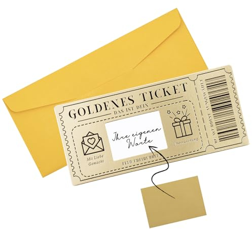 Gutschein zum selber ausfüllen mit Rubbelaufkleber,Rubbelkarte zum beschriften mit Umschlägen,Goldene Ticket Rubbel-Geburtstagskarten,Geschenke für Frauen,Valentinstagskarten, Weihnachtsgeschenkkarten