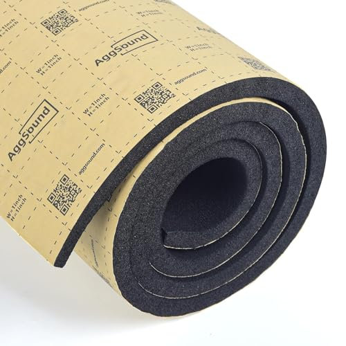 AggSound Amortisseur sonore épais de 2,5 cm pour une utilisation multiple, mousse haute densité avec adhésif, pour voiture, bateau, camping-car, 40,6 x 152,4 x 2,5 cm