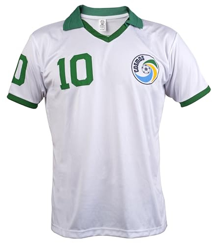 JL Sport Pele Edson Arantes do Nascimento Retro NY Cosmos Football League White Jersey 10 Jersey, Vitt, XXL