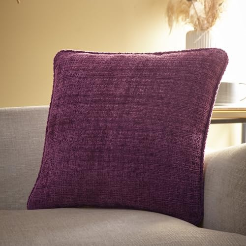 Appletree - Wine Red Chenille Cushion (43 x 43cm) - 100% Recycled Polyester - Filling Included - Mauve Red Cushion with Cover Included/Cushion Insert - Cushion in Wine Red for Sofa/Living Room