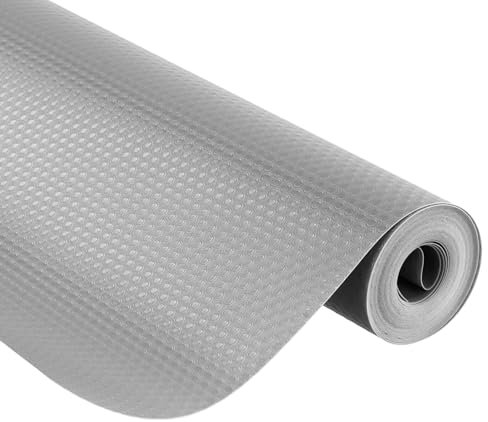 QWORK® Tappetino per Cassetti 45 x 500 cm, Tappetino Cassetti Cucina Eva Antiscivolo, Tappetino Armadio Impermeabile con Pois Grigio Scuro, per Armadi e Cassetti