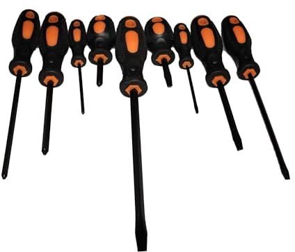 Mr. Gadget's Solutions Lot de 9 tournevis cruciformes et têtes fendues pour la maison, le garage, les projets de bricolage – Outils à main durables et polyvalents pour réparations et réparations