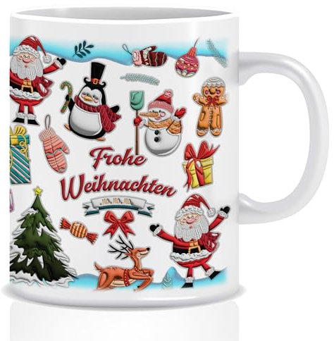 Tazza di Natale, tazza da caffè, tazza di Natale, set di tazze per vin brulé, gnomo, regalo di Natale, decorazione bianca