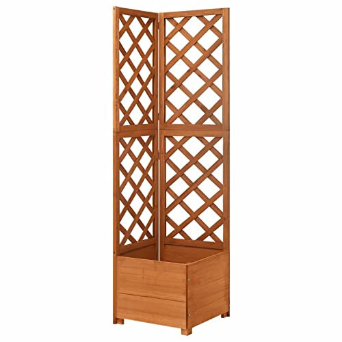 Homgoday Jardinière d'angle en Treillis 40x40x150cm Bois de Sapin Massif, Lit Surélevé de Jardin pour Cultiver Fleurs Plantes, Bac de Plantation pour Terrasse Balcon Extérieur