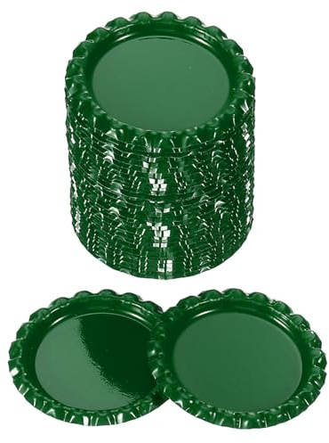 PATIKIL 100 stycken flasklock för hantverk, 2,5 cm dekorativa dubbelsidiga tryckta platta flasklock bulk för gör-det-själv-hängen klippböcker emblem, grön