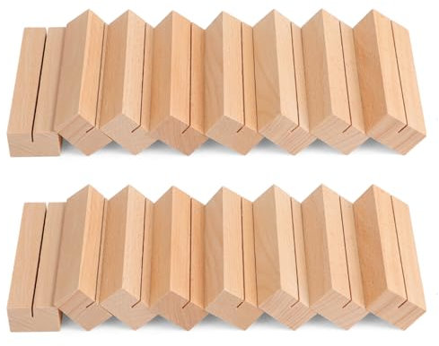 Windfromort 16 Stück Tischkartenhalter aus Buche - Menükartenhalter - Fotoaufsteller - Holzaufsteller - Tischaufsteller Holz, für Hochzeiten, Bankette, Partys, Postkartenhalter（Buchenholz）
