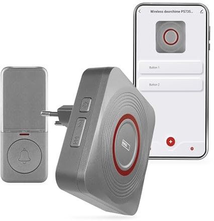 EMOS GoSmart Home - Kit campanello wireless con app WiFi 52 melodie, portata 150 m, 4 livelli di volume fino a 110 dB, batteria inclusa, colore: Argento
