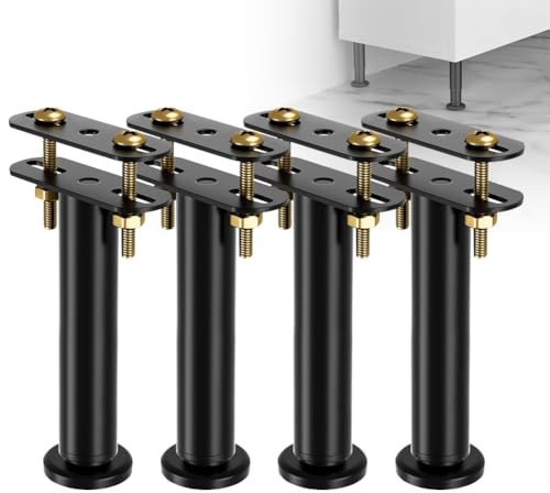 EUBSWA Lot de 4 Pieds de lit réglables en Hauteur de 15 à 25 cm - Pieds de Support Moyens Robustes pour Cadre de lit - Kit de renforcement pour sommier à Lattes