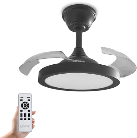 YOEVU - EOS COMPACT Ventilador de Techo Compacto | Diseño Moderno | Ideal para Espacios Reducidos | Silencioso y Eficiente | Fácil Instalación, Negro, Pequeño