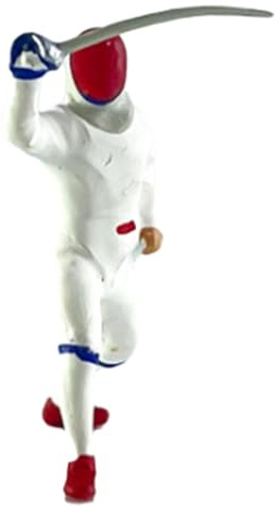 EHJRE 1/64 Figuren Modell Fechten Pose Figur Handgemaltes Ornament Mini Fechten Puppenmodell, Verteidigung Weiß