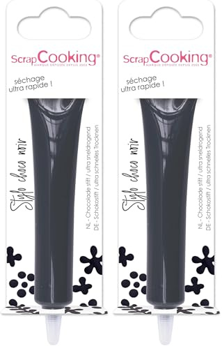 ScrapCooking - Stylo Choco Noir - Crayon Alimentaire Pâtisserie 25 g - Stylo Décoratif Comestible - Écrire & Dessiner sur Desserts, Gâteaux & Biscuits Anniversaire Halloween - 6810 (Lot de 2)