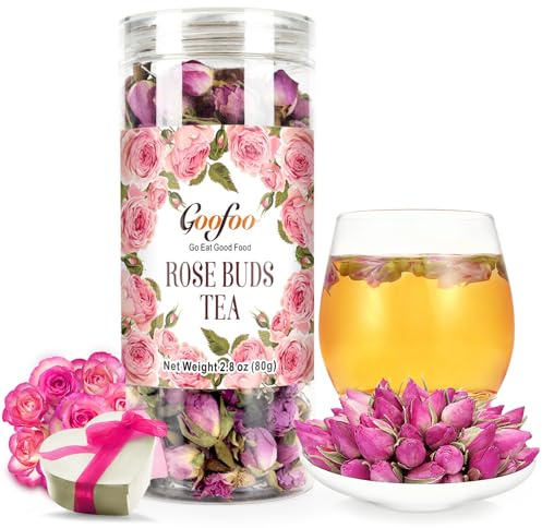 Goofoo Dried Rose Buds, Rose Tea, Edible Rose Petals, Dry Roses, Premium Loose Leaf Flowers, Natural Flower Tea Beverages, Ideal for Gift, 2.8 oz