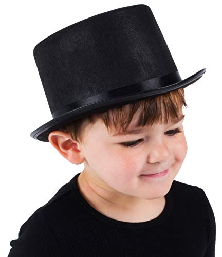 Funny Party Hats Top Hats for Little Kids - Toddler Black Felt Top Hat - Costume Top Hat for Children - Ringmaster - Magician - Lincoln Dress Up