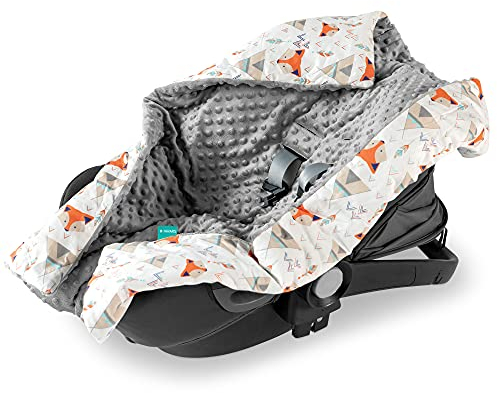 Navaris Einschlagdecke für Babyschale - universal Baby Decke für u.a. Maxi Cosi Römer Cybex Autositz - Kinderwagen Fußsack - Decke Fuchs Design