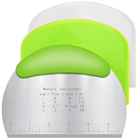 Vicloon Tagliapasta Multiuso, 3Pcs Tagliapasta Spatola in Acciaio Inossidabile e Raschietto in Plastica, Utensile da Cucina Rotelle Tagliapizza per Impasti Pasta Pane Pizza Dolci Lavori Pasticeria