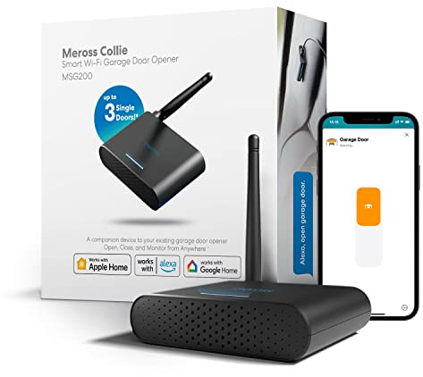 meross Smart WLAN Garagentoröffner funktioniert mit Apple HomeKit, bis zu 3 einzelne Türen, APP-Steuerung, Kompatibel mit Siri und Alexa, Google Assistant, kein Hub erforderlich, 2.4 GHz
