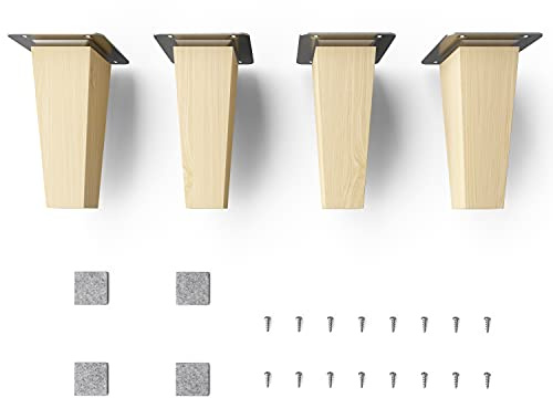sossai Möbelben i naturligt bokträ CLIF SQUARE HMF3 12 cm hög fyrkantiga rak design för bord vitrinskåp skåp