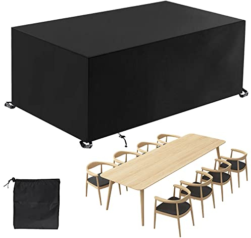 Copertura per Mobili da Giardino Rettangolare,Copertura Tavolo Giardino 420D Oxford,Esterno Copertura Tavolo da Terrazza Impermeabile,per Protezione Sedie Tavoli-Black|| 60x60x60cm(LxWxH)