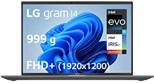 LG Gram 14Z90R-G.AA59F Laptop, 35,6 cm (14 Zoll), 999 g, IPS-Display FHD+ 16:10, Plattform Intel Evo i5-1340P, RAM 16 GB, SSD 1 TB NVMe, Intel Iris Xe, Thunderbolt 4, Windows 11, AZERTY-Tastatur, Grau