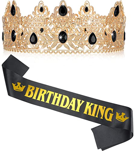 Eowppue Geburtstag Krone für Männer und Männer Geburtstag König Krone und Geburtstag König Schärpe Party Dekoration Tanz