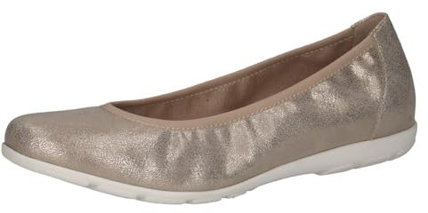 CAPRICE Damen Ballerinas Runde Spitze Elegant, Beige (Taupe Metallic), 40 EU