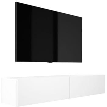 3E 3xE living.com Hängendes TV- Schrank - Modernes Design A: B: 170 cm, H: 34 cm, T: 32 cm, Weiss Matt
