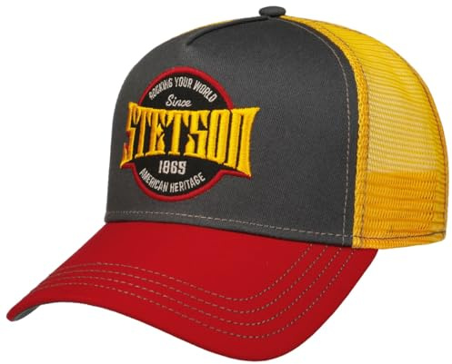 Stetson Rocking Your World Trucker Cap Mehrfarbige Mütze 100% Baumwolle Meshcap Snapback Stickerei Herren Frühjahr Sommer gelb One Size