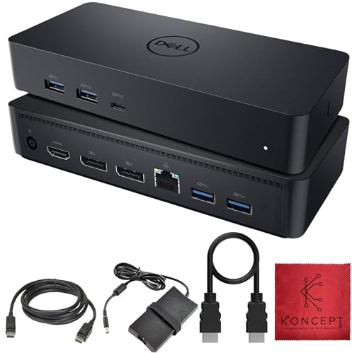 Dell D6000S Universal Docking Station USB C with 130W, HDMI & DP Cable (Renewed)