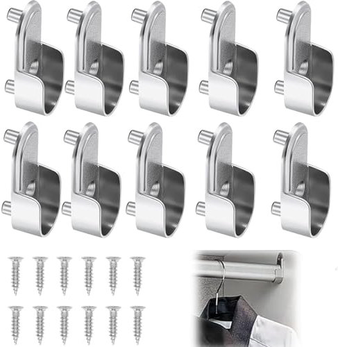 GUOYOU 10 Stück Kleiderstangenhalter, Kleiderschrank Kleiderstange Halterung und 12 Stücke Schrauben, Schrankrohrlager, Garderobe Stangen Halterung, für Gardinenstange Kleider Schrank Stange 16 mm