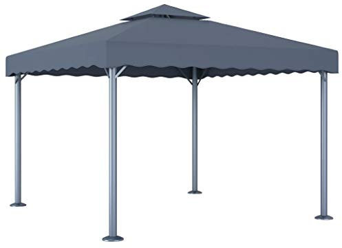 CIADAZ paviljong, pergola, festtält, markis och soltält, trädgårdspaviljong, grillpaviljong, 300 x 300 cm antracit aluminium