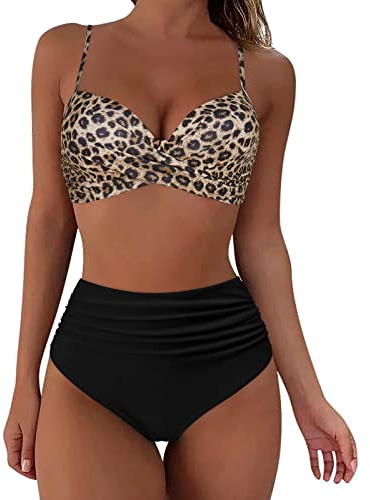 ZYPAINIY Bikini Mujer Push Up Cintura Alta Conjunto Bikini Cruz hacia Top de Bikini con Shorts de Baño Traje de Baño Mujer Dos Piezas