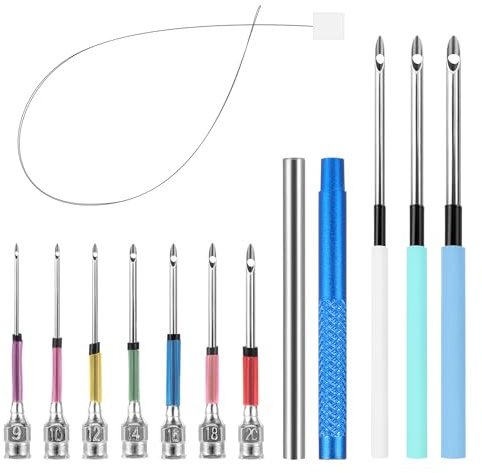 JSRQT 13 PCS Kit D'aiguilles À Poinçonner 7 Tailles Aiguille Broder Réglable Broderie D'aiguille De Poinçon DIY Brochage Ajustables Needle pour Débutantadulte Coudre