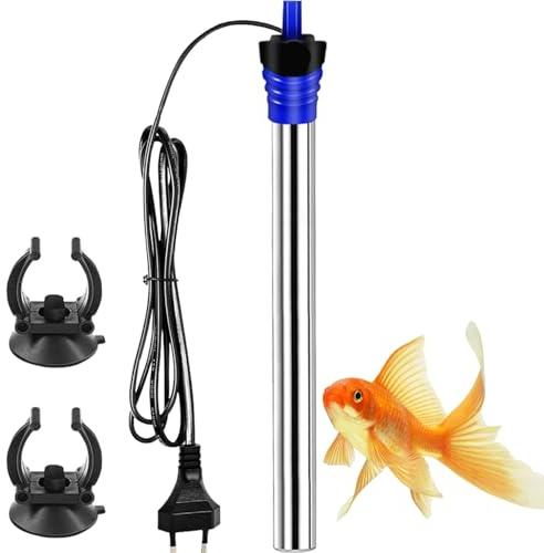 Cerkkapo 300W Aquarium Heizung,18-34℃ 220V 304 Edelstahl Aquarium Heizer Mit Saugnäpfen, Temperatur Einstellbare Heizstab Aquarium,Aquarium Heizstab zum Fischtanks und Aquarium (300W)