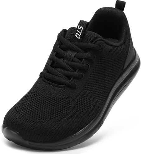 STQ Wide Toe Box Walking Shoes Women Extra Wide Width Tennis Sneakers Comfortable Mesh Arch Support Running Athletic Shoe for Orthopedic Plantar Fasciitis Diabetic Bunions All Black 7.5