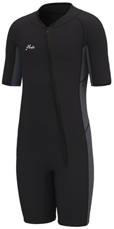 Hevto Kids Wetsuit for Boys Girls Toddler 2mm Neoprene Shorty Wetsuit Size 6 Child Front Zip Wet Suit Thermal Swimsuit Swimming in Cold Water (K3S-Gray, 6)