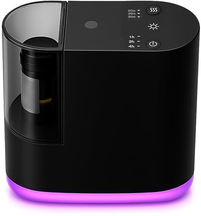 ALMA® Difusor de Aceites Esenciales Sin Agua - Portátil y Recargable USB-C - Tecnología de Difusión en Frío - 3 Modos de Bruma - Compatible con Botellas DIN18mm de 5-50ml - Batería de 2500mAh (Black)